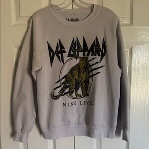 Def Leppard Gray Crewneck Sweater